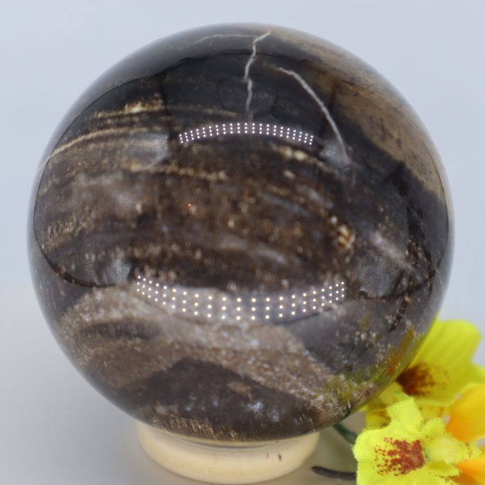 Versteinertes Holz  große Edelstein Kugel aus versteinertem Holz, Sphere Crystal, Meditation ~Boho ~Ethno, 64 mm