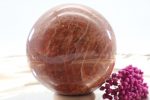 Große Peach Mondstein Aprikose Edelstein Kugel, Glänzend poliert, 62 mm