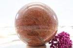 Große Peach Mondstein Aprikose Edelstein Kugel, Glänzend poliert, 62 mm